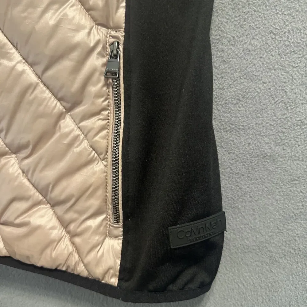Calvin Klein Performance Puffer Vest Quilted Womens Size Large Pink Black - Picture 2 of 7